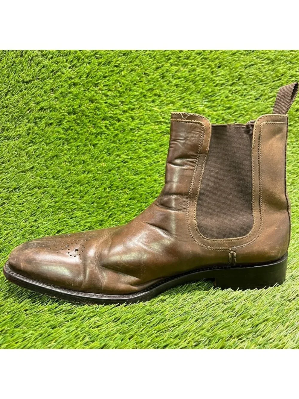 Cole Haan Mens Size 9.5 Brown Classic Outdoor Leather Pull On Chelsea Boots
